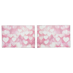Pink Bokeh Hearts Kissenbezug