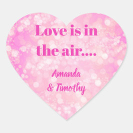 Pink Bokeh Liebe ist im Luftpaar Herz-Aufkleber