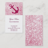 Pink Bokeh Nautical Glitzer Anchor Visitenkarte (Vorne/Hinten)