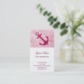 Pink Bokeh Nautical Glitzer Anchor Visitenkarte (Stehend Vorderseite)
