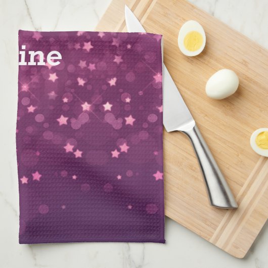 Pink Bokeh Stars Geschirrtuch (Viertel Falte)