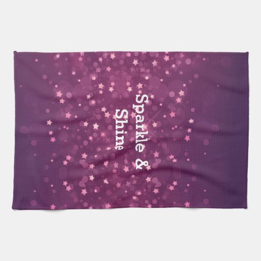 Pink Bokeh Stars Geschirrtuch (Horizontal)