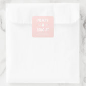 Pink Bold Merry & Bright Geschenkaufkleber Quadratischer Aufkleber (Tasche)