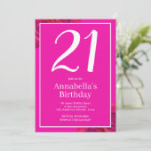 Pink Bold Modern 21. Geburtstag Einladung (Stehend Vorderseite)