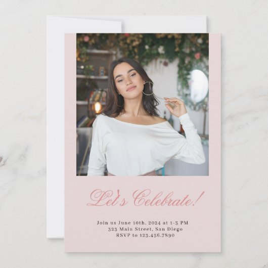 Pink Bold Typografy Class of 2024 Abschluss Einladung (Rückseite)