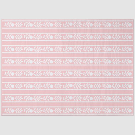 Pink Bone Inlay Floral Border Decoupage Paper Seidenpapier (Vorderseite)