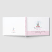 Pink Bonjour Bébé Eiffel Tower Baby Dusche Gästebuch (Voll)