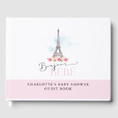 Pink Bonjour Bébé Eiffel Tower Baby Dusche Gästebuch (Vorderseite)