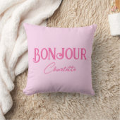 Pink Bonjour Bonne Nuit Throw Kissen (Decke)