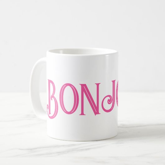 Pink Bonjour Tasse (Vorderseite Links)