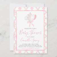 Pink Bonnet Girl Baby Dusche Preppy Süd
