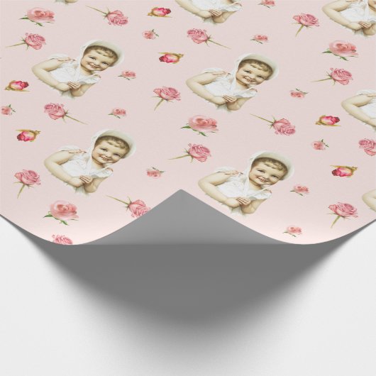 Pink Bonnet Girl Wrapping Paper Geschenkpapier (Ecke)