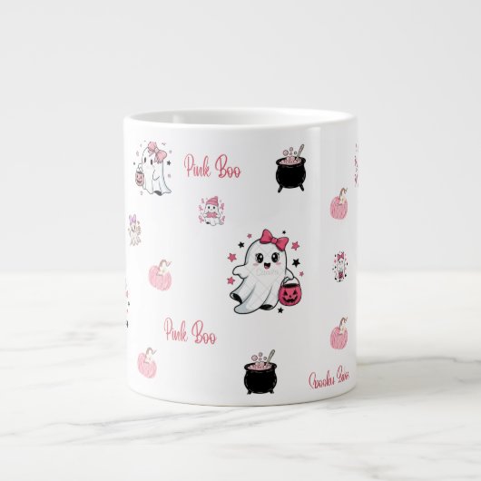 Pink Boo Cute Ghost Halloween Coffee Cup Jumbo-Tasse (Vorderseite)