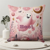 Pink Boo Friendly Ghost Halloween Kürbislaterne Kissen
