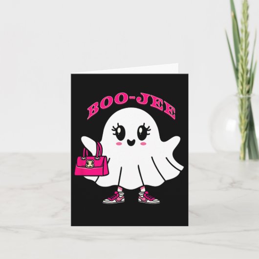 Pink Boo-jee Funny Ghost Halloween Karte (Vorderseite)