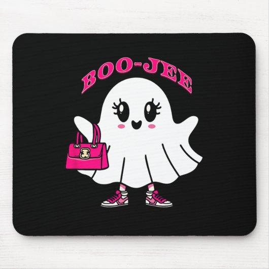 Pink Boo-jee Funny Ghost Halloween Mousepad (Vorne)