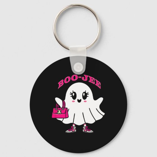 Pink Boo-jee Funny Ghost Halloween Schlüsselanhänger (Vorderseite)