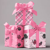 Pink Boo Kitty Liebe Kätzchen und Garn Kinder Geschenkpapier Set