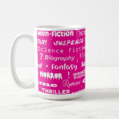 Pink Book Genres Muster Bookworm Kaffeetasse (Links)