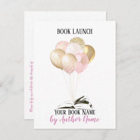 Pink Book Launch Party Einladung Postcard (Vorne/Hinten)
