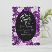 Pink Book Launch Partys Einladung (Stehend Vorderseite)