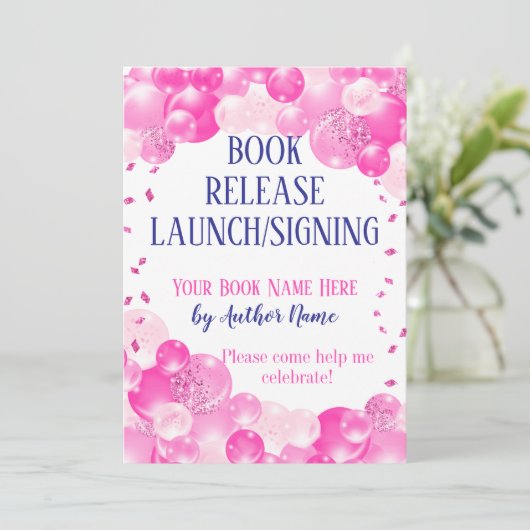 Pink Book Release Launch Signing Party Einladung (Stehend Vorderseite)