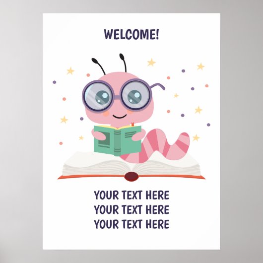 Pink Bookworm Theme Poster (Vorne)