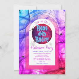 Pink Boos und Booze Spooky Adult Halloween-Party Einladung