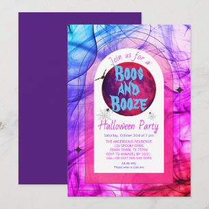 Pink Boos und Booze Spooky Adult Halloween-Party Einladung
