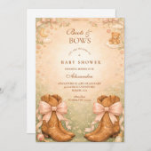 Pink Boots And Bows Girl Baby Shower Einladung (Vorne/Hinten)