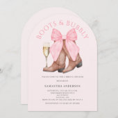 Pink Boots Bubbly Western Bridal Shower Einladung (Vorne/Hinten)
