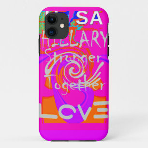 Pink Borded Hillary Inspiration Art Print iPhone 11 Hülle
