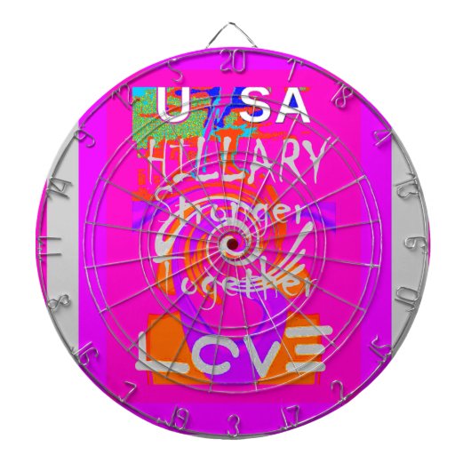 Pink Borded Hillary Inspiration Art Print Dartscheibe (vorne)
