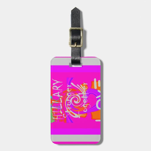 Pink Borded Hillary Inspiration Art Print Gepäckanhänger (Vorderseite vertikal)