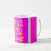 Pink Borded Hillary Inspiration Art Print Kaffeetasse (VorderseiteRechts)