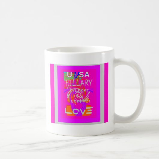 Pink Borded Hillary Inspiration Art Print Kaffeetasse (Rechts)