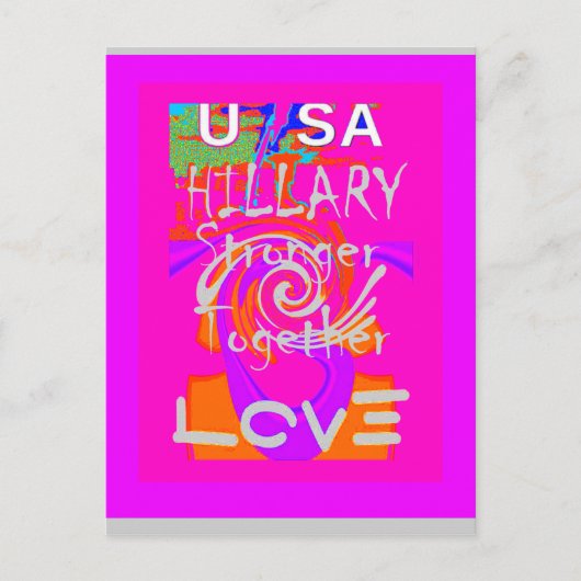 Pink Borded Hillary Inspiration Art Print Postkarte (Vorderseite)