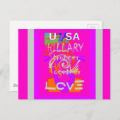 Pink Borded Hillary Inspiration Art Print Postkarte (Vorne/Hinten)