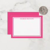 Pink Border Minimalist Name Monogram Mitteilungskarte (Vorderseite/Rückseite Beispiel)