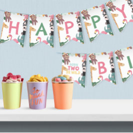 Pink Born Two Be Wild Birthday Wimpelkette