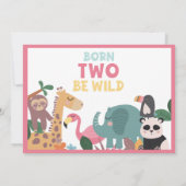 Pink Born Two Be Wild Flache Dankeskarte (Rückseite)
