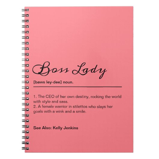 Pink Boss Lady Definition Individuelle Name Gesche Notizblock (Vorderseite)
