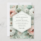 Pink Botanical Bloom Wedding Einladung (Vorderseite)