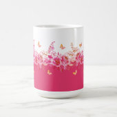 Pink Botanical Butterflies Mug Kaffeetasse (Mittel)