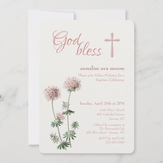 Pink Botanical Einladung (Vorderseite)