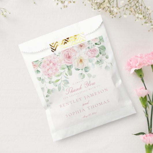 Pink Botanical Floral Hydrangea Wedding Dessert Geschenktütchen (Versiegelt)
