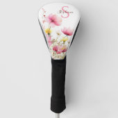 Pink Botanical Floral Monogram Golf Headcover (Vorderseite)