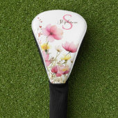 Pink Botanical Floral Monogram Golf Headcover