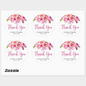Pink Botanical Floral Wedding Vielen Dank Runder Aufkleber (Blatt)