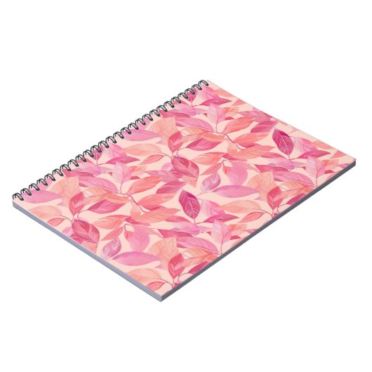 Pink Botanical Leaf Muster Spiral Foto Notebook Notizblock (Linke Seite)